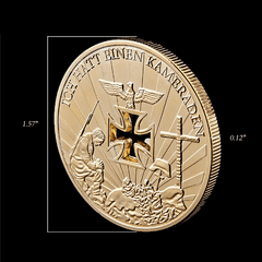 WW1-WW2 Commemorative Collectors Coin with German Cross - coin size 1.57" tall 0.12" edge diameter