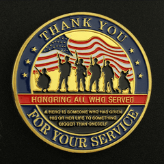 U.S. Military Veterans Thank You Coin - front of coin