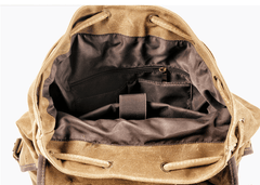 Waxed Canvas Vintage Style Backpack view inside open main pocket