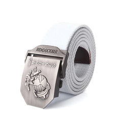Mens Canvas Belt with US Marines Alloy Buckle - white
