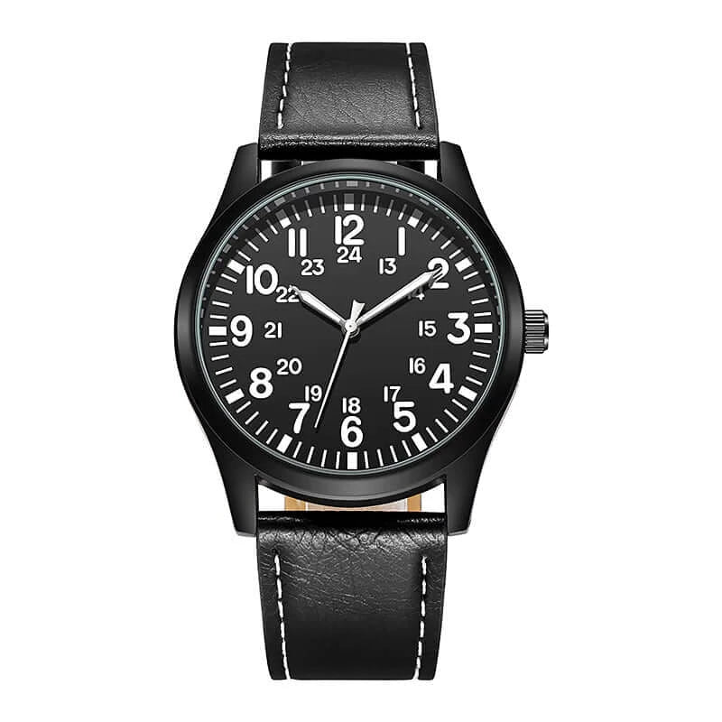 Easy Read Pilot Watch with Japanese Quartz Movement - black strap black case
