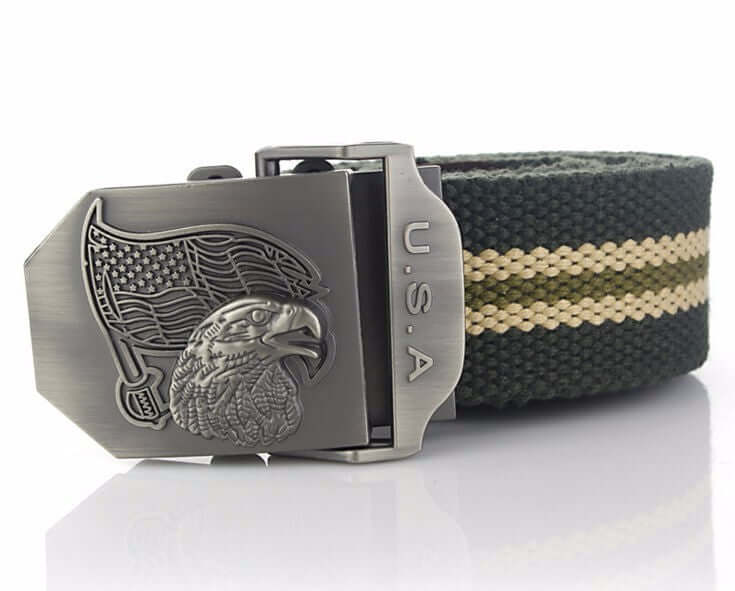USA PATRIOTIC EAGLE AND FLAG ALLOY BUCKLE,BRAIDED BELT FOR MEN