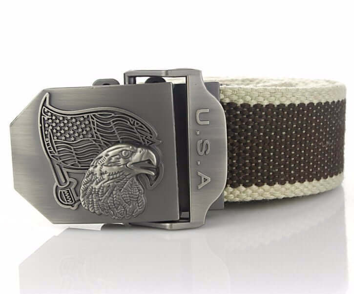 USA PATRIOTIC EAGLE AND FLAG ALLOY BUCKLE,BRAIDED BELT FOR MEN