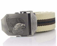Mens Canvas Belt with USA Eagle Buckle