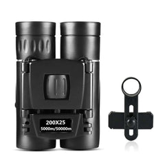 Long Range Folding Binoculars with Night Vision - 200x25 front view with camera holder